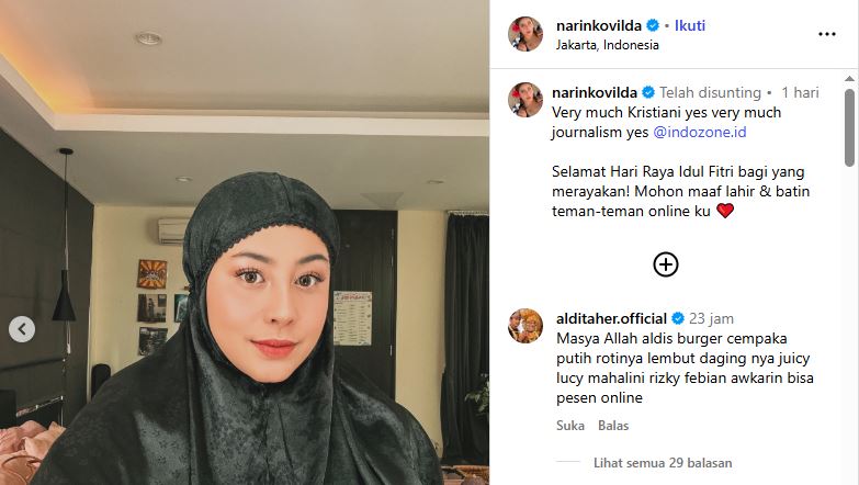 Awkarin Tampilkan Foto Mengenakan Mukena Setelah Isu Pindah Agama